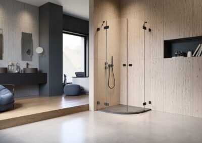 Essenza Pro Black PDD íves fekete színes zuhanykabin