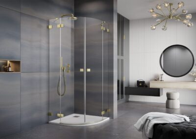 Essenza Pro Brushed Gold PDD szálcsiszolt arany színes zuhanykabin