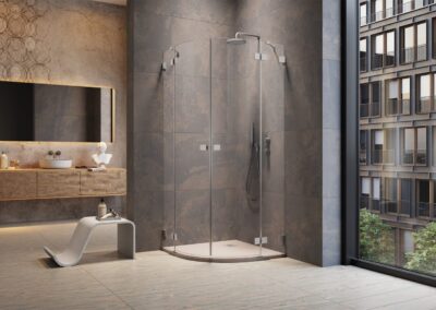 Essenza Pro Brushed Nickel PDD íves szálcsiszolt króm színes zuhanykabin