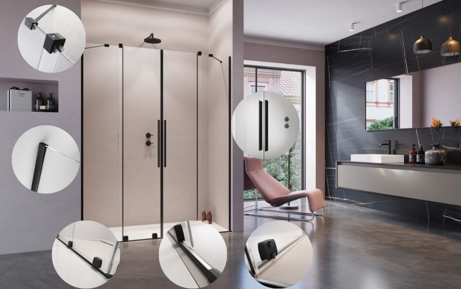 Furo Black DWD fekete színes zuhanykabin