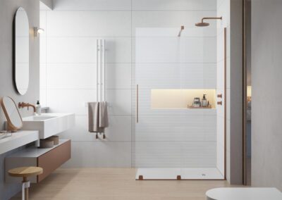 Furo Brushed Copper Walk-in szálcsiszolt réz színes zuhanykabin