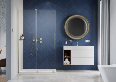 Furo Brushed Gold Walk-in szálcsiszolt arany színes zuhanykabin