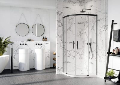 Idea Black PDD íves fekete színes zuhanykabin