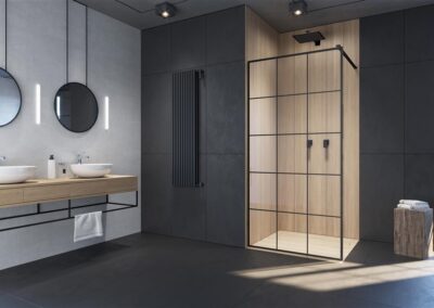 Modo New Black II Factory fekete rácsos színes zuhanykabin