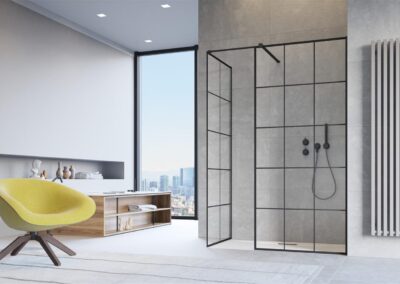 Modo New Black III Factory fekete rácsos színes zuhanykabin