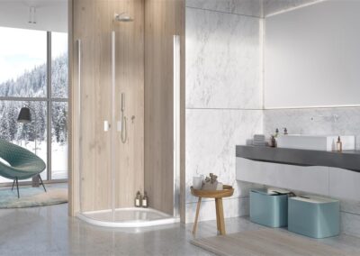 Nes PDD íves króm színes zuhanykabin