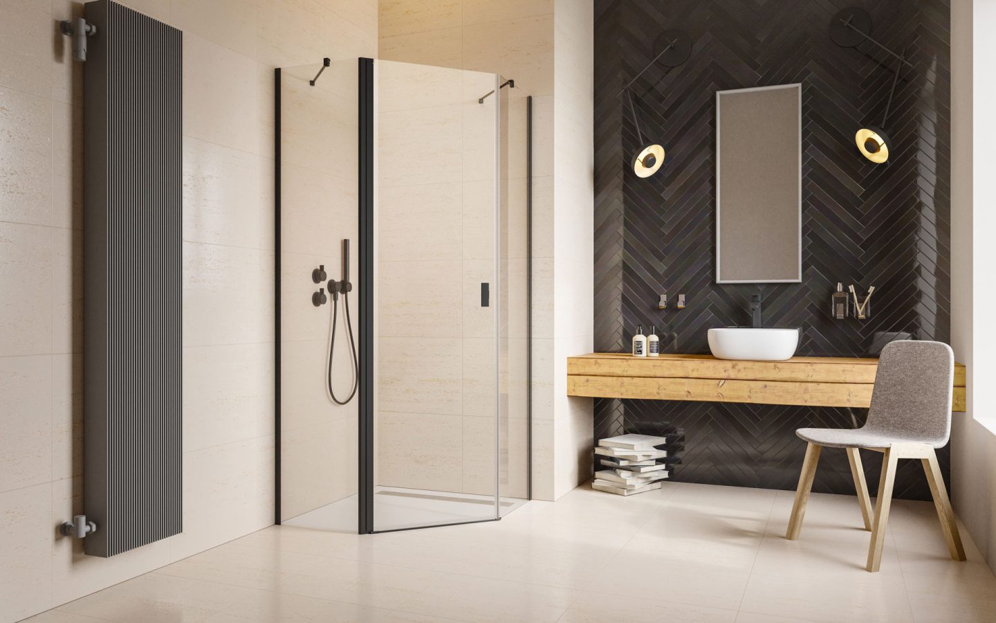 Nes Black PTJ fekete színes zuhanykabin