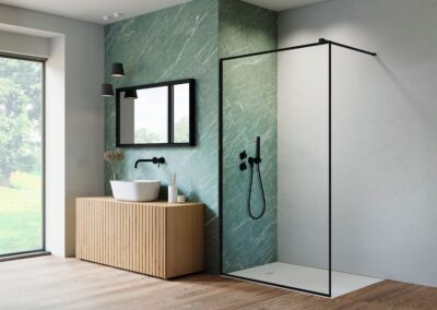 Nes Black Walk-in II Frame fekete keretes színes zuhanykabin