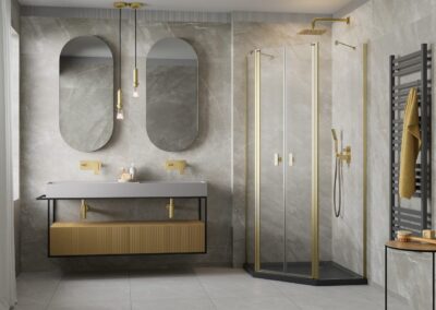 Nes PTD Brushed Gold szálcsiszolt arany színes zuhanykabin